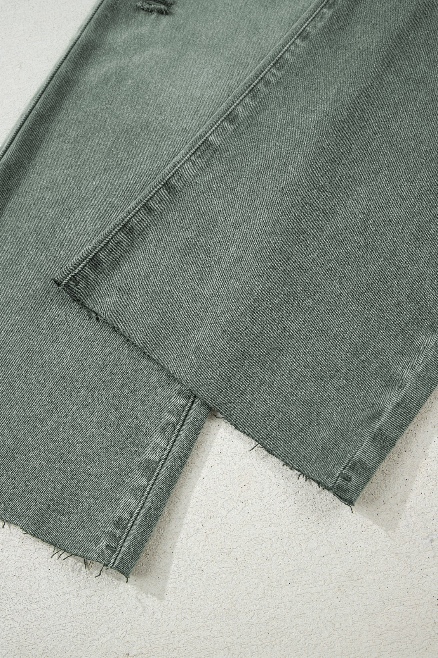 Four Leaf Clover Slight Distressed Raw Edge Wide Leg Jeans