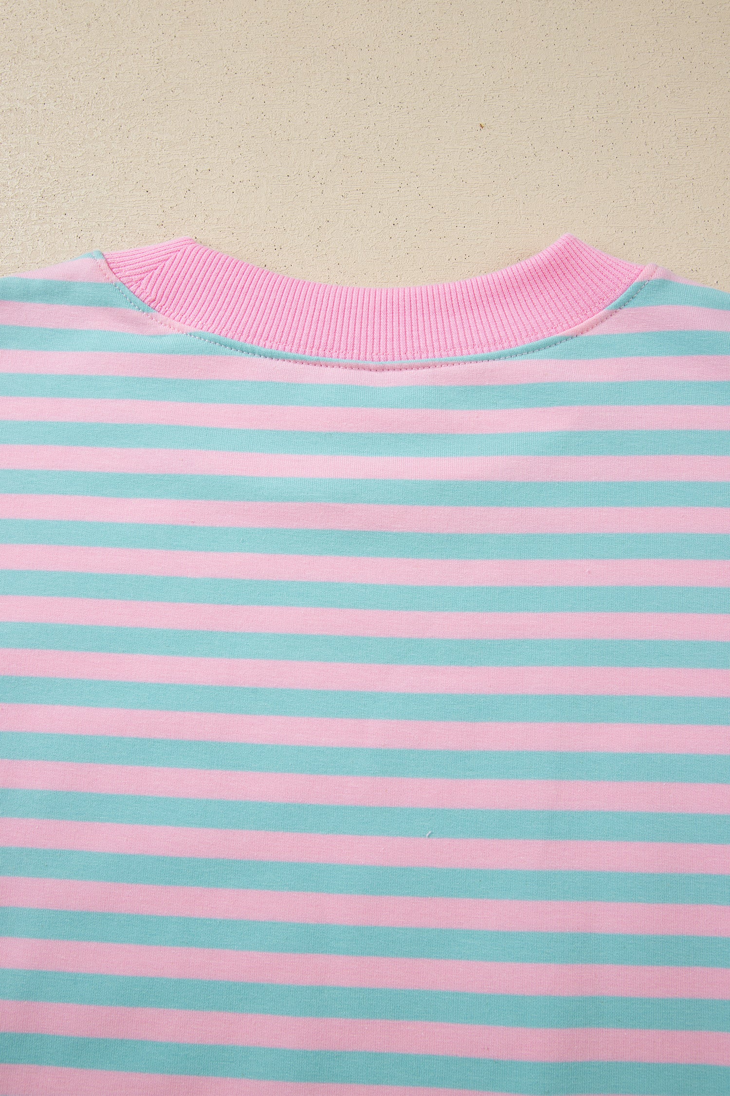 Green Stripe Color Block Detail Long Sleeve Pullover Elastic Waist Pull On Shorts 2pcs Set