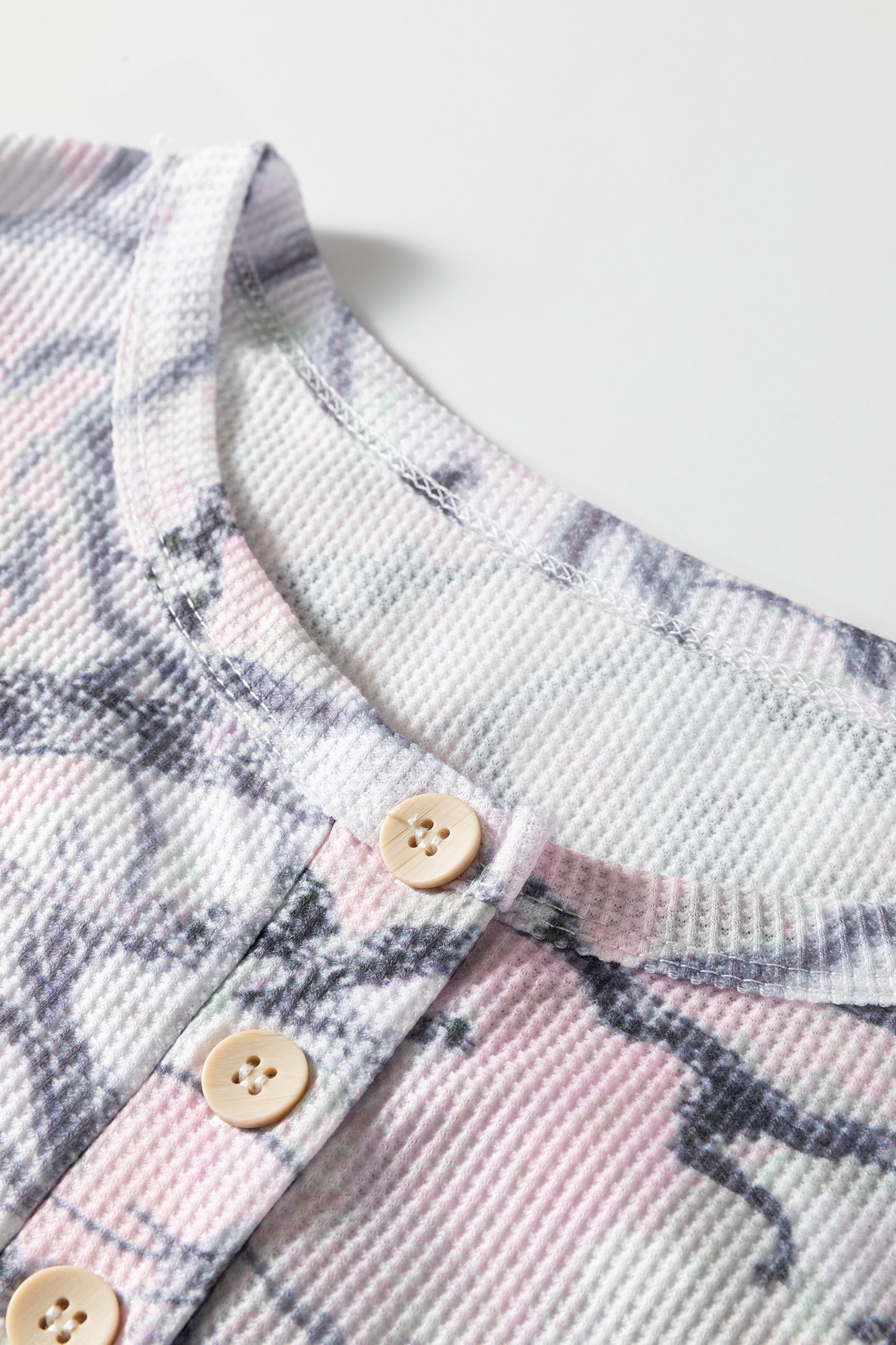 Pink Camo Henley Top and Short Set