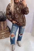 Western Horseshoe Print Mock Neck Sweatshirt