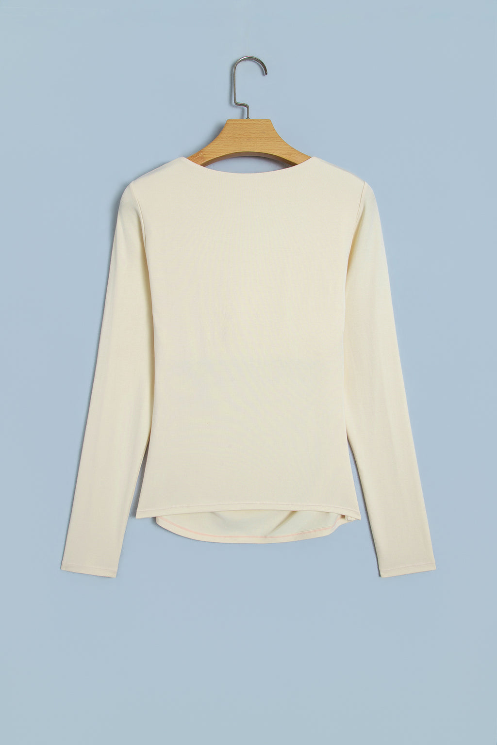 Slim-Fit V-Neck Long-Sleeve Top with Built-In Bra