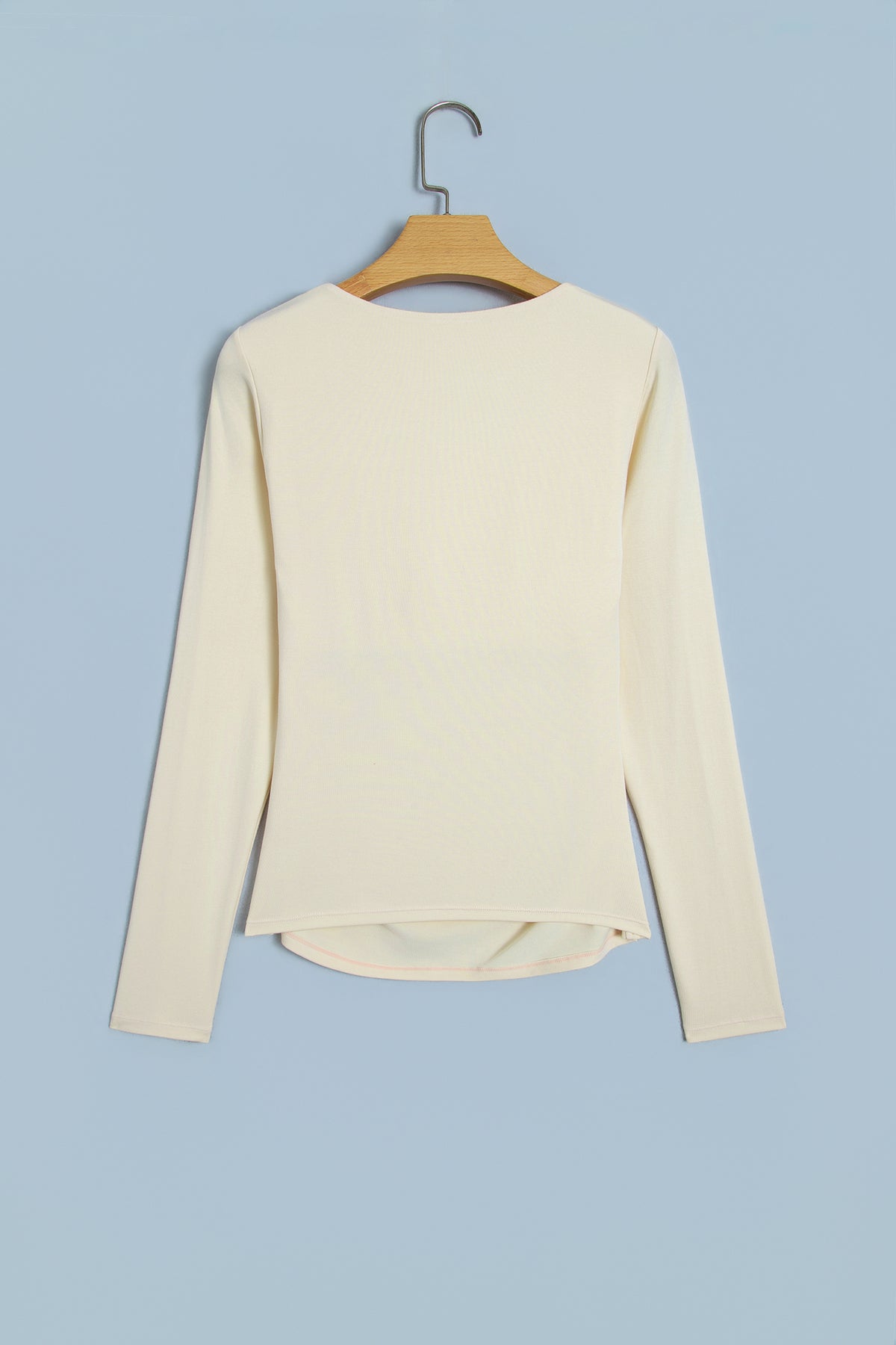 Slim-Fit V-Neck Long-Sleeve Top with Built-In Bra