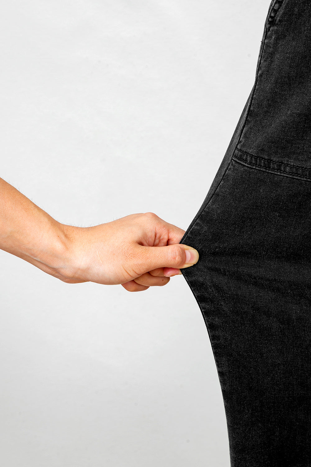 Black Plus Size Elastic Waist Ruffled Wide Leg Denim Pants