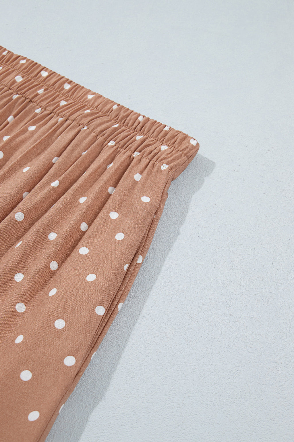 Khaki Polka Dot Lace Hem Elegant Long Shift Skirt