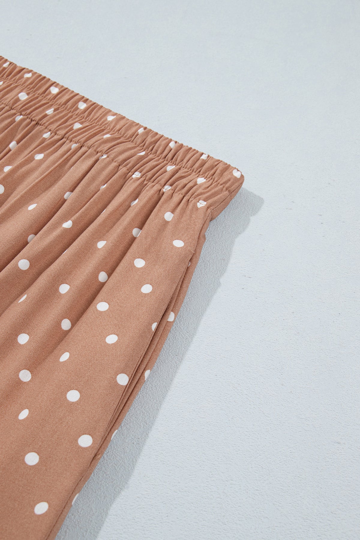 Khaki Polka Dot Lace Hem Elegant Long Shift Skirt