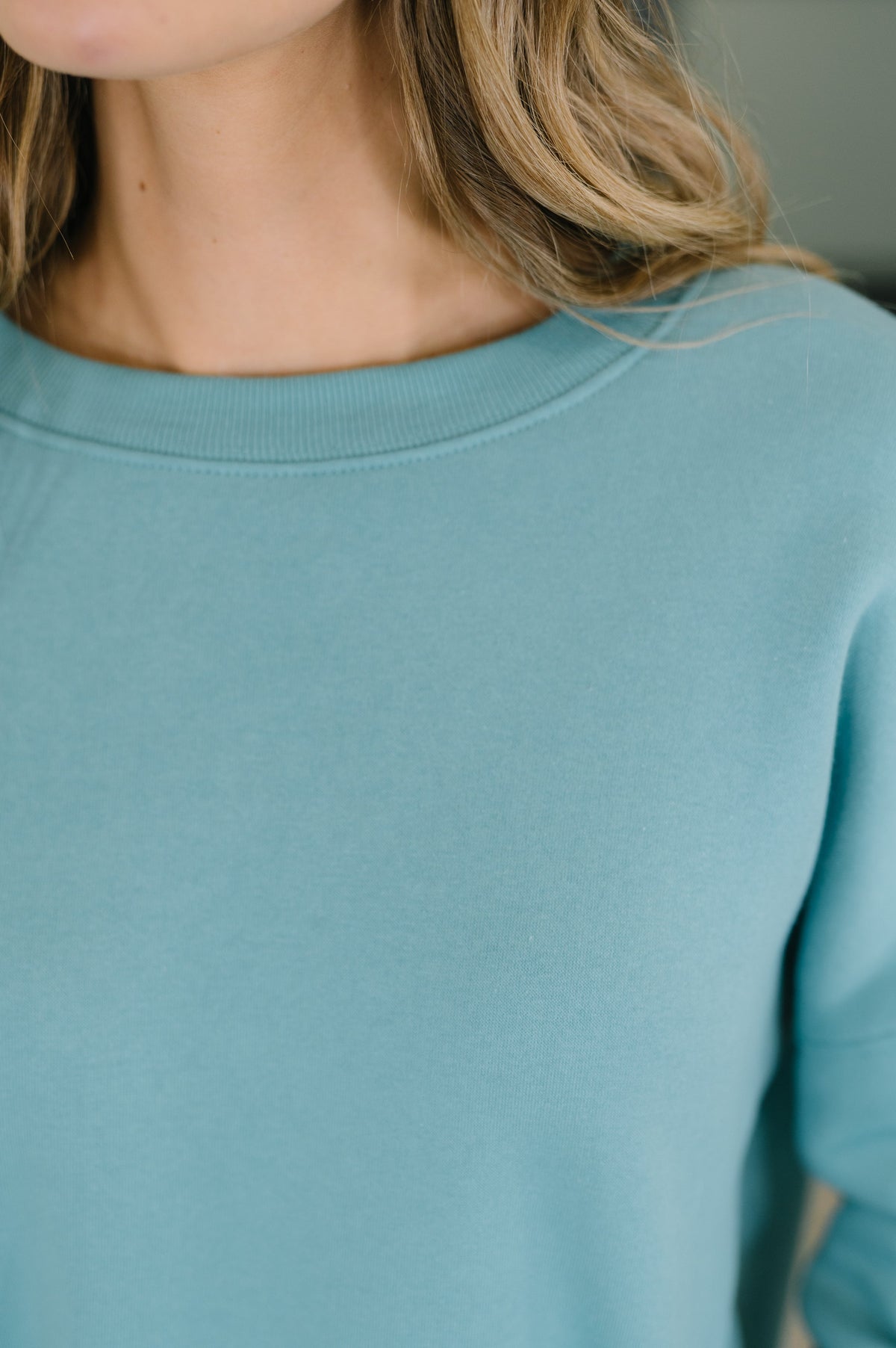 Always True Drop Shoulder Pullover in Dusty Teal