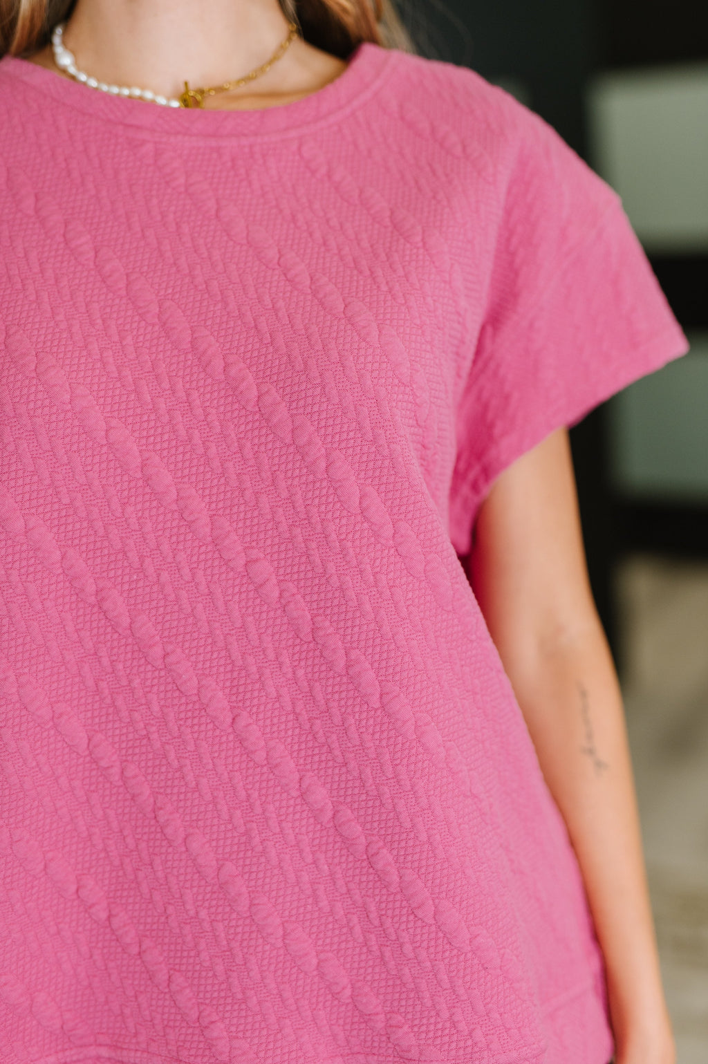 Can't Quit You Drop Shoulder Top in Magenta
