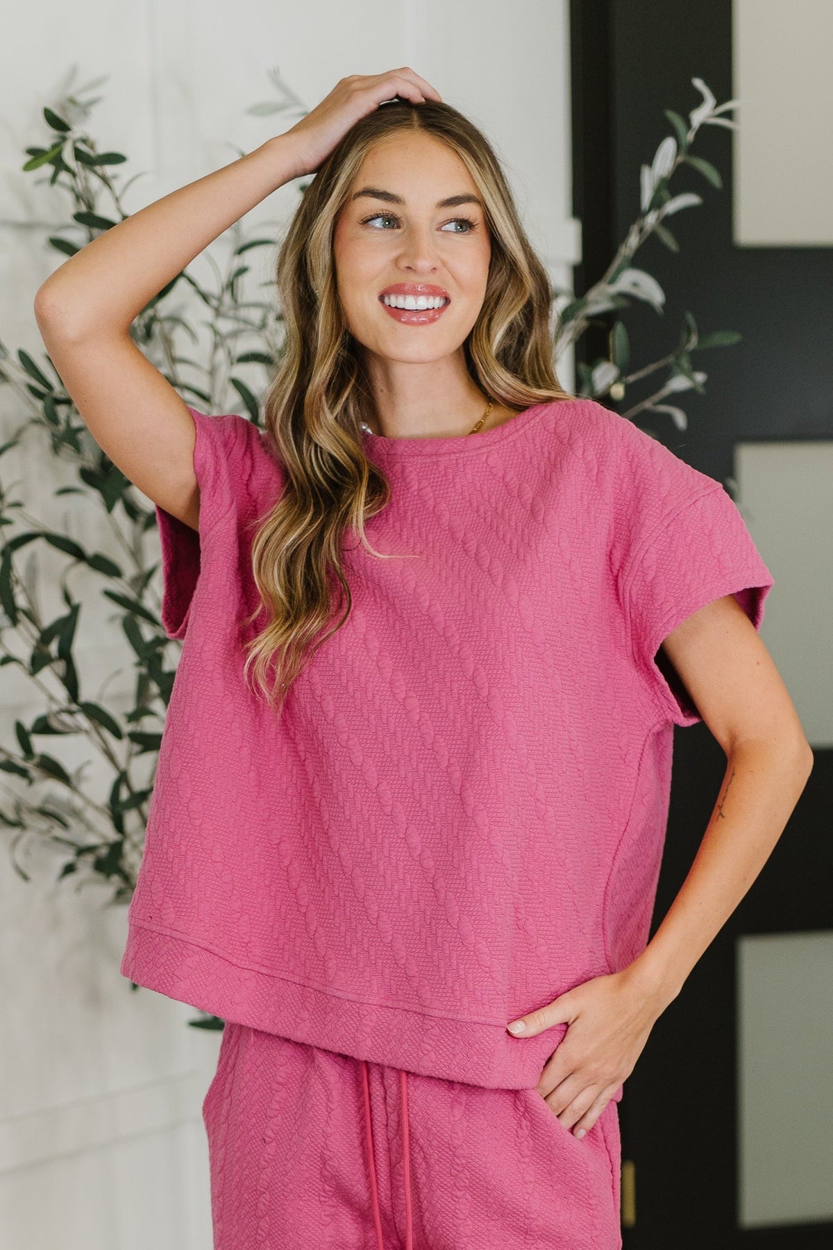 Can't Quit You Drop Shoulder Top in Magenta