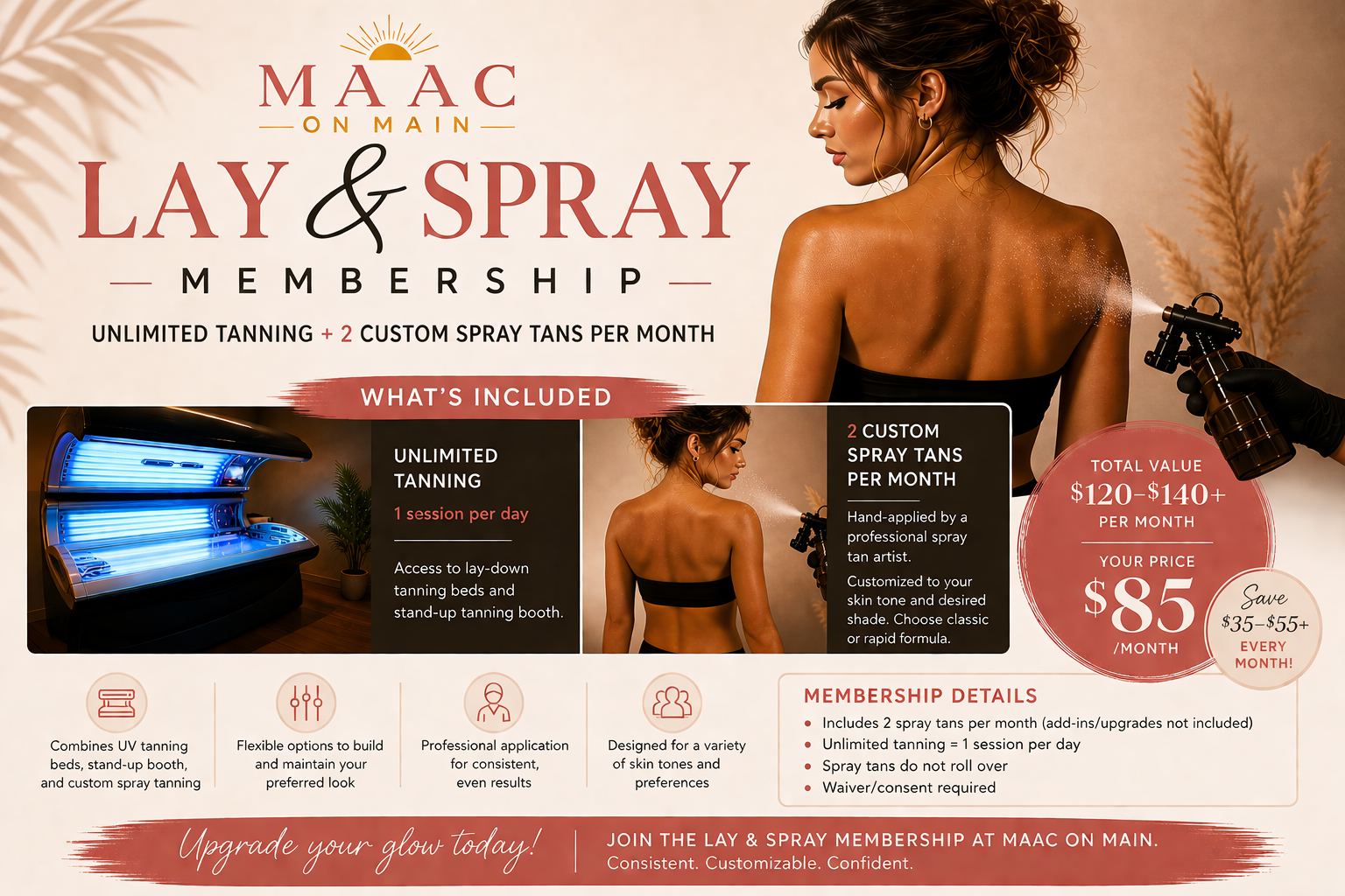 Lay & Spray Membership | Unlimited Tanning + Custom Spray Tans