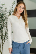 Effortless Edge Knit Henley Top in Natural