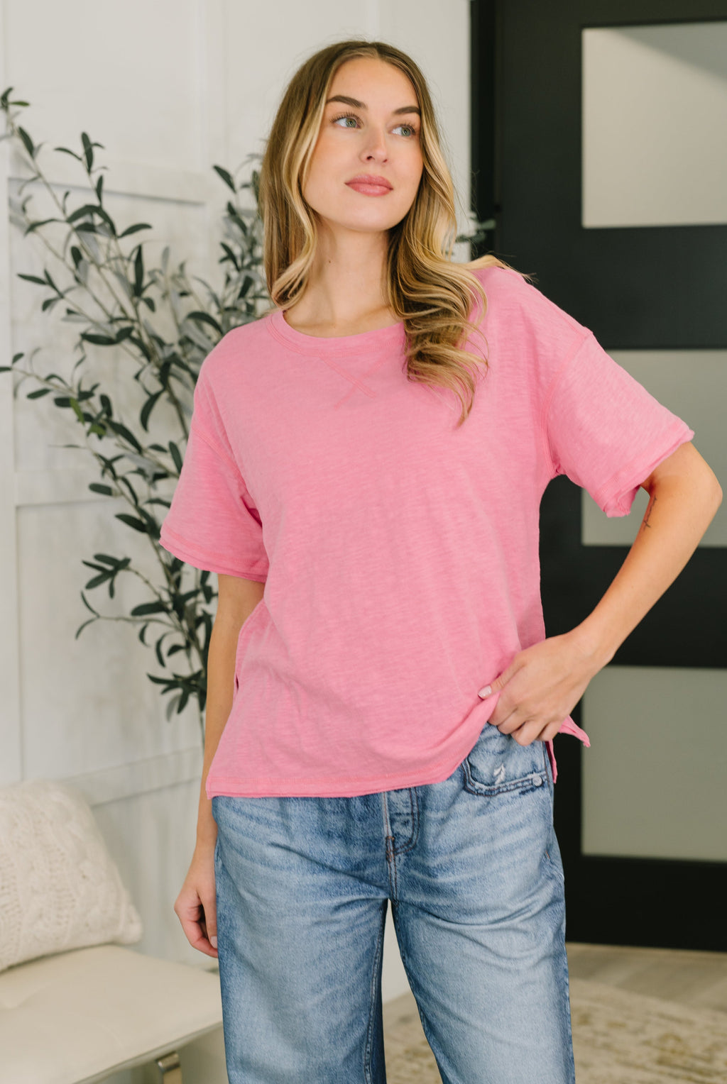 Effortless Edit Boxy Tee in Candy Pink