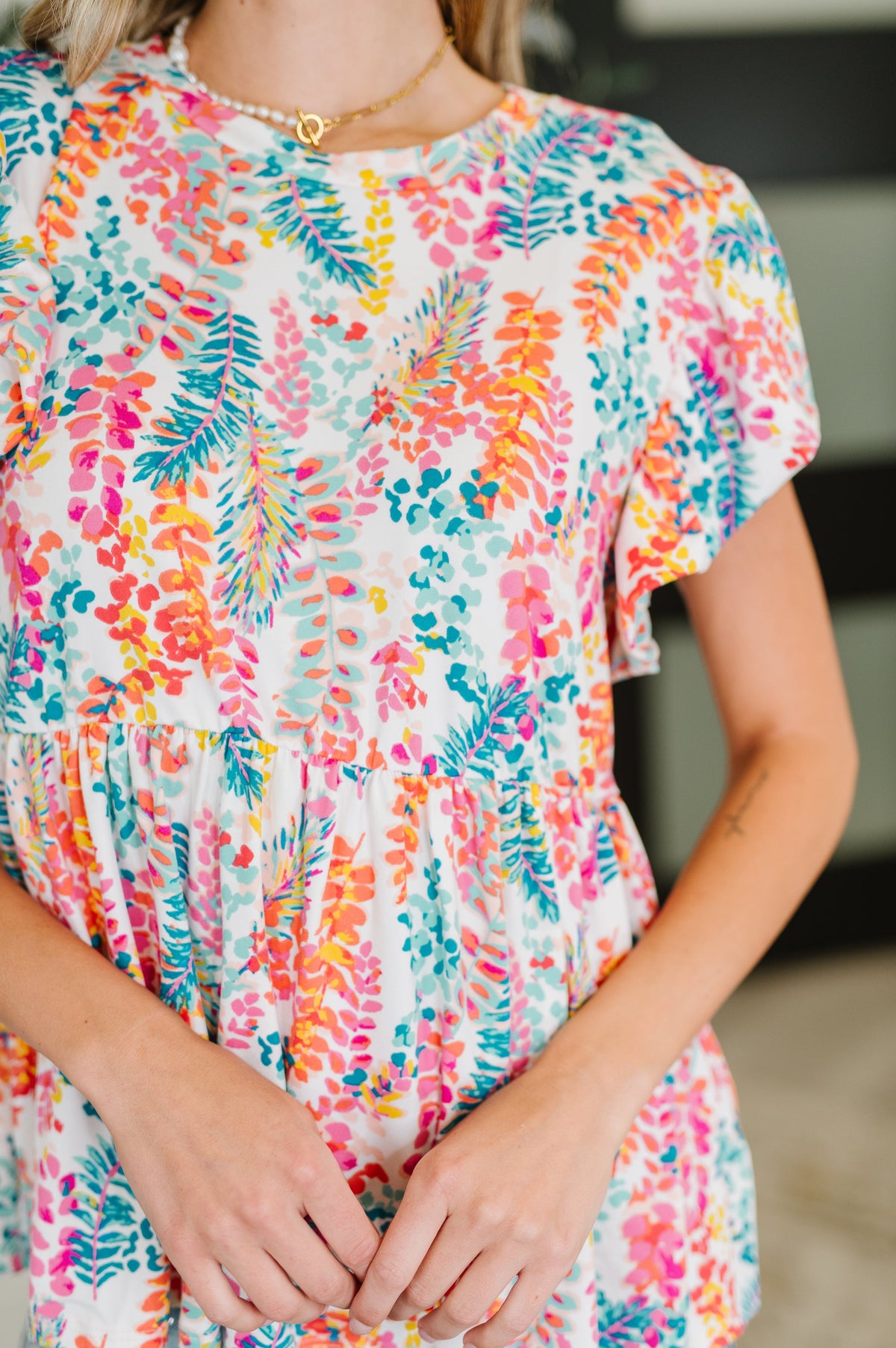 Flirt Alert Flutter Sleeve Top in Ivory