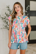Flirt Alert Flutter Sleeve Top in Ivory