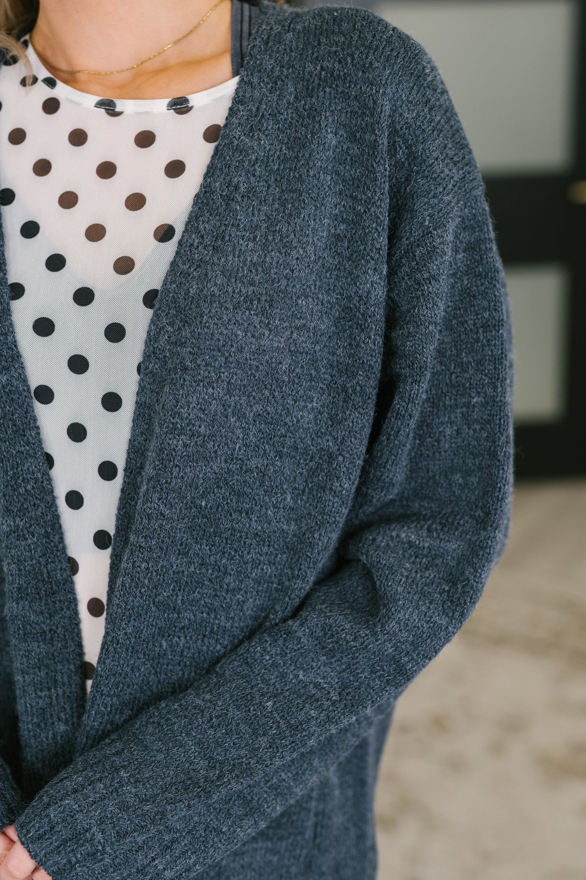 Here to Help Open Front Cardigan in Midnight