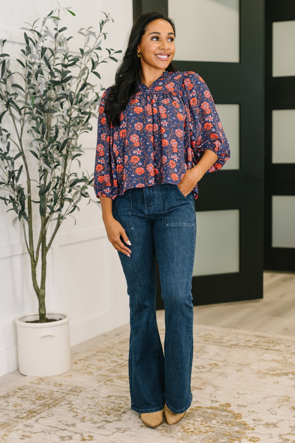 Hitherto Unknown Floral Babydoll Blouse