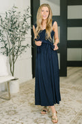 Hold Me Down Midi Dress in Navy