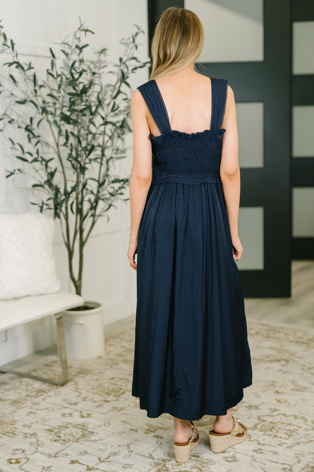 Hold Me Down Midi Dress in Navy