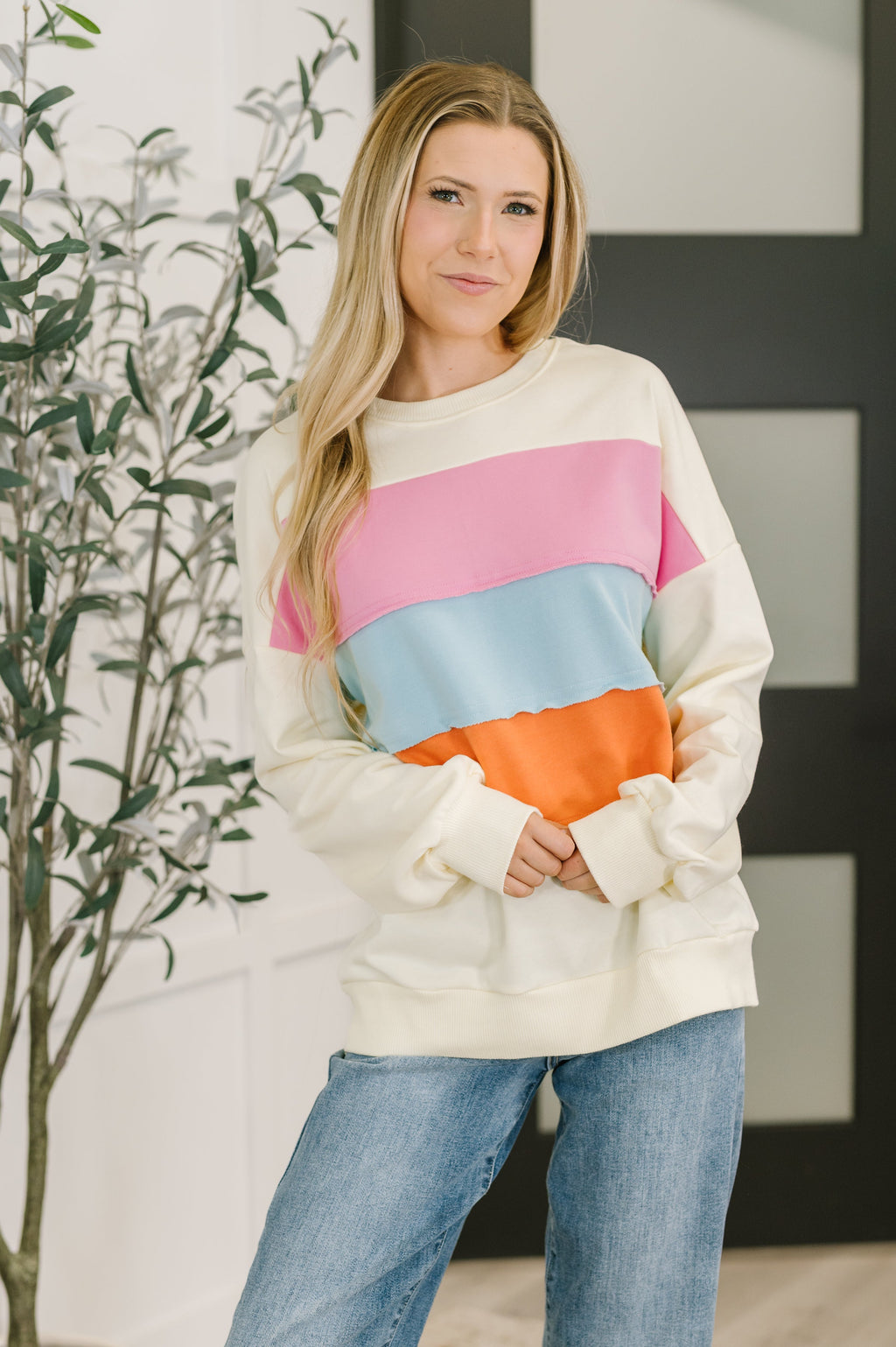 Humor Me Color Block Relaxed Pullover