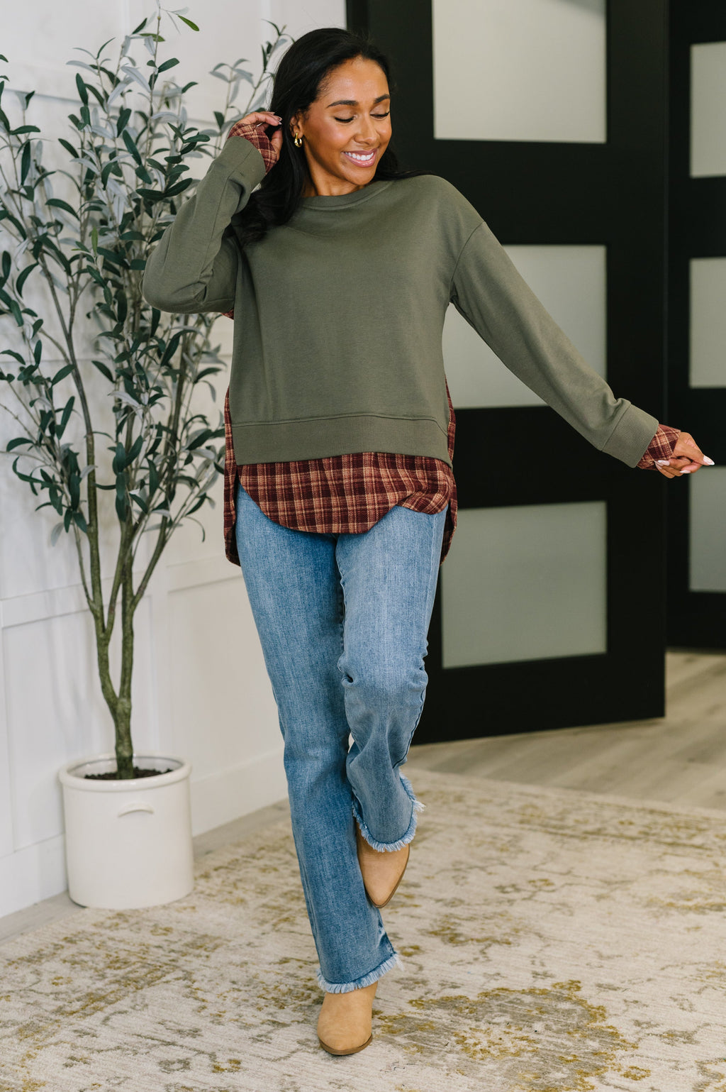 Layer Player Drop Shoulder Long Sleeve Top