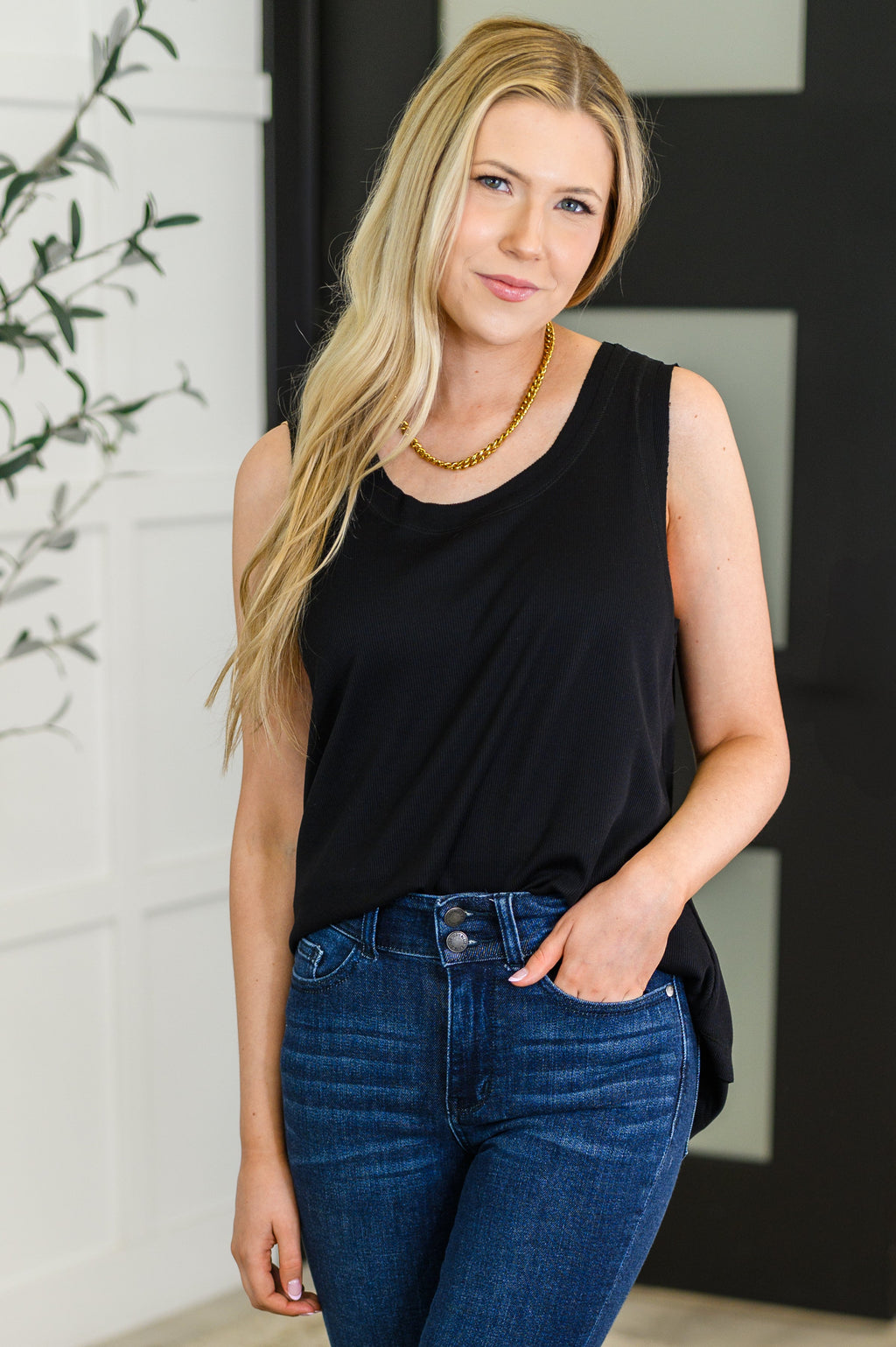 Mellow Muse Relaxed Knit Tank in Black