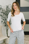 Nothing to Prove U-Neck Half Sleeve Top in White