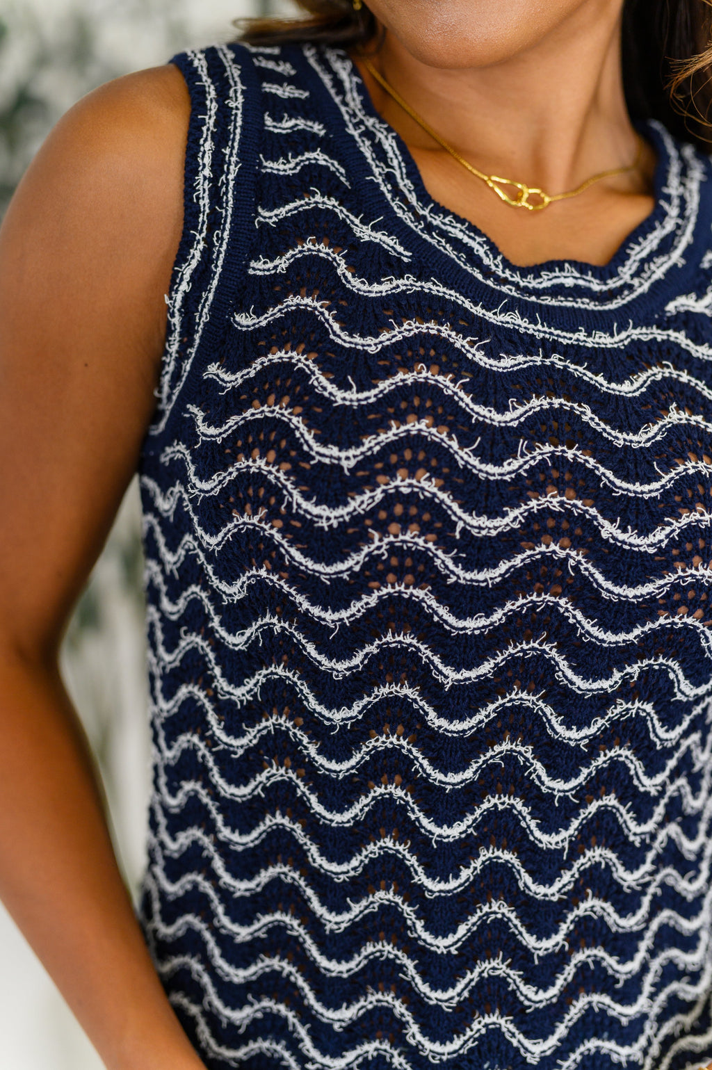 Own the Chill Wavy Striped Top in Navy