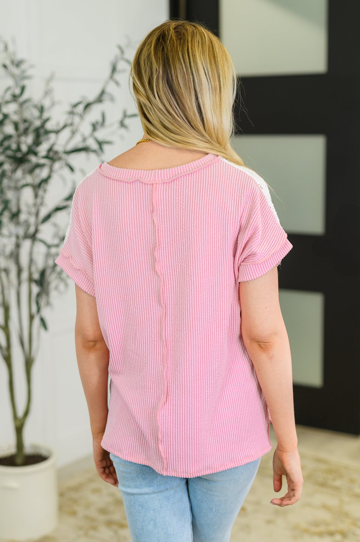 Parlour Picnic Color Block Knit Top in Pink