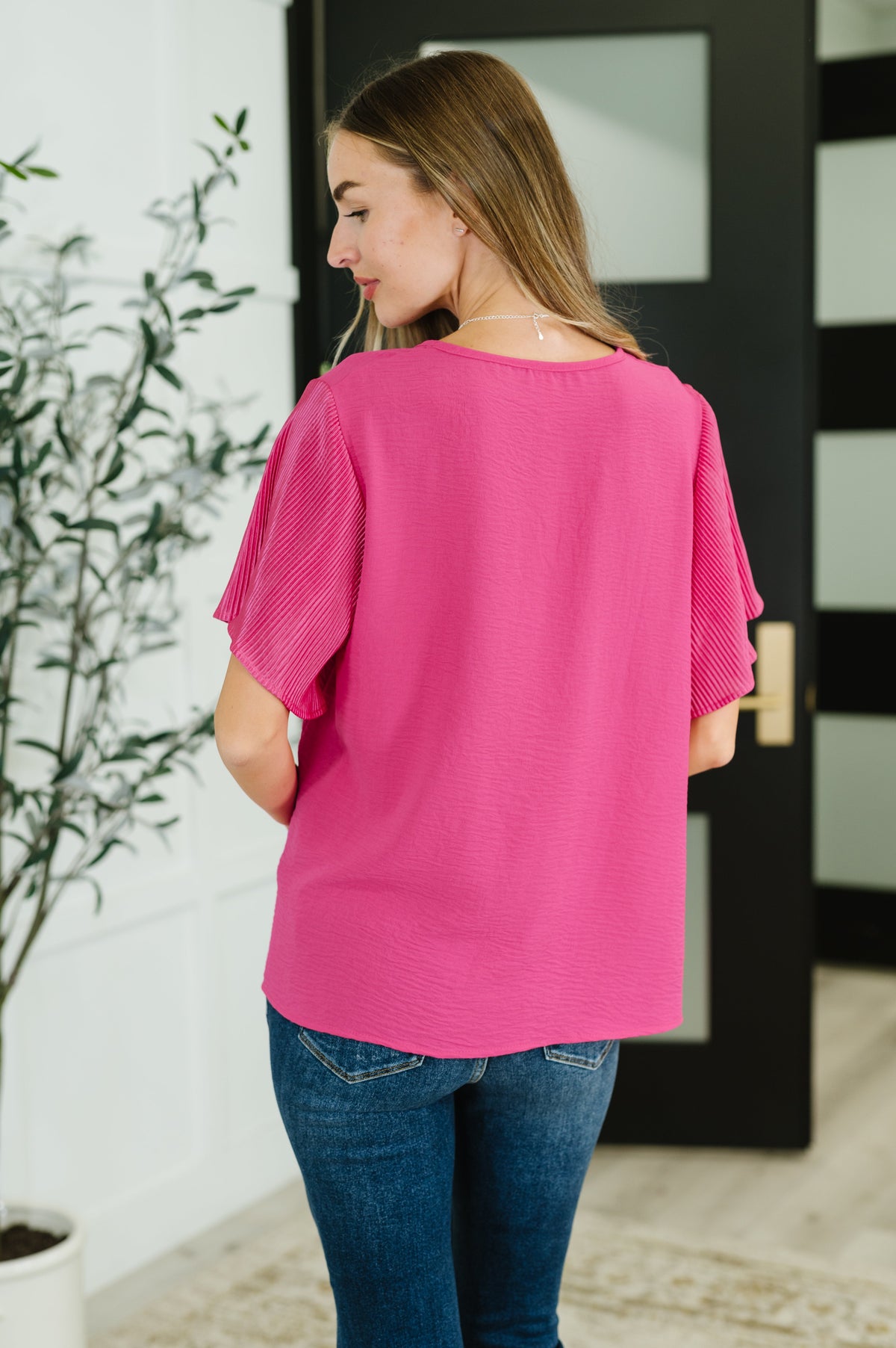Pink and Perfect Ruffle Sleeve Top