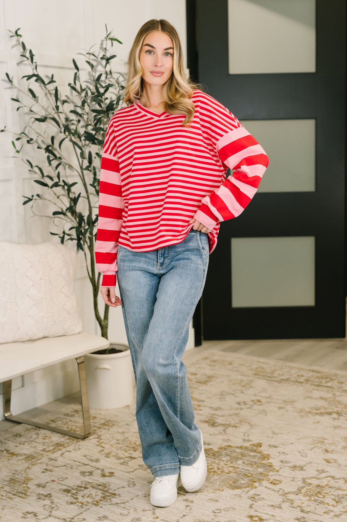 Rhythm & Rows V-Neck Drop Shoulder Pullover