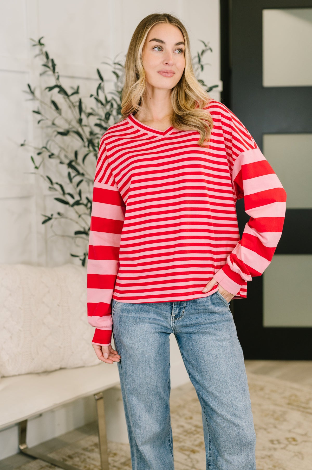 Rhythm & Rows V-Neck Drop Shoulder Pullover