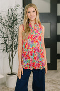 Sea Spray Collared Sleeveless Top in Island Bloom