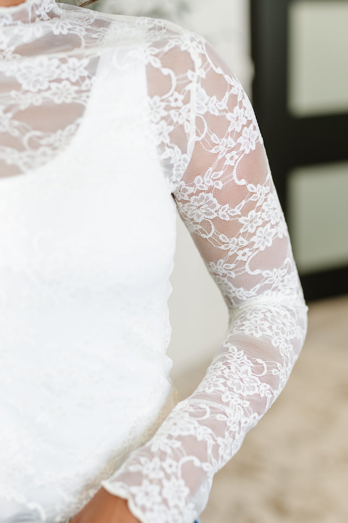 Sheer Intentions Lace Layering Top in Ivory