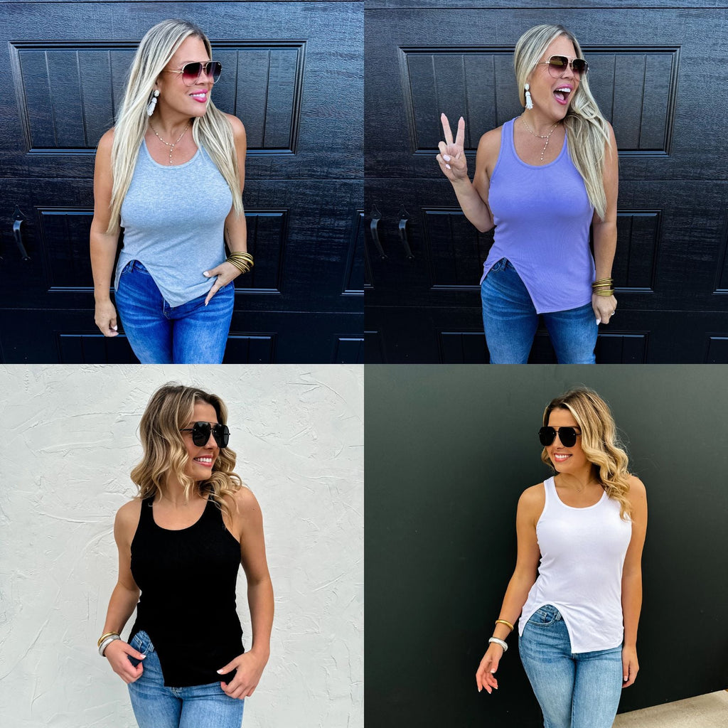 Gabby Side Slit Tank in Four Colors