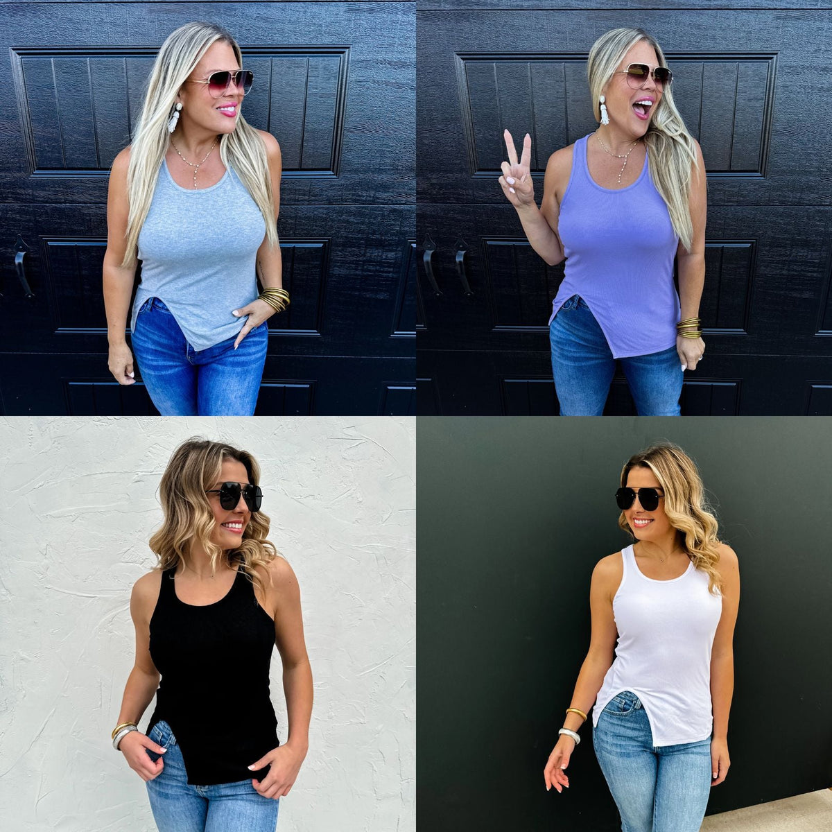 Gabby Side Slit Tank in Four Colors
