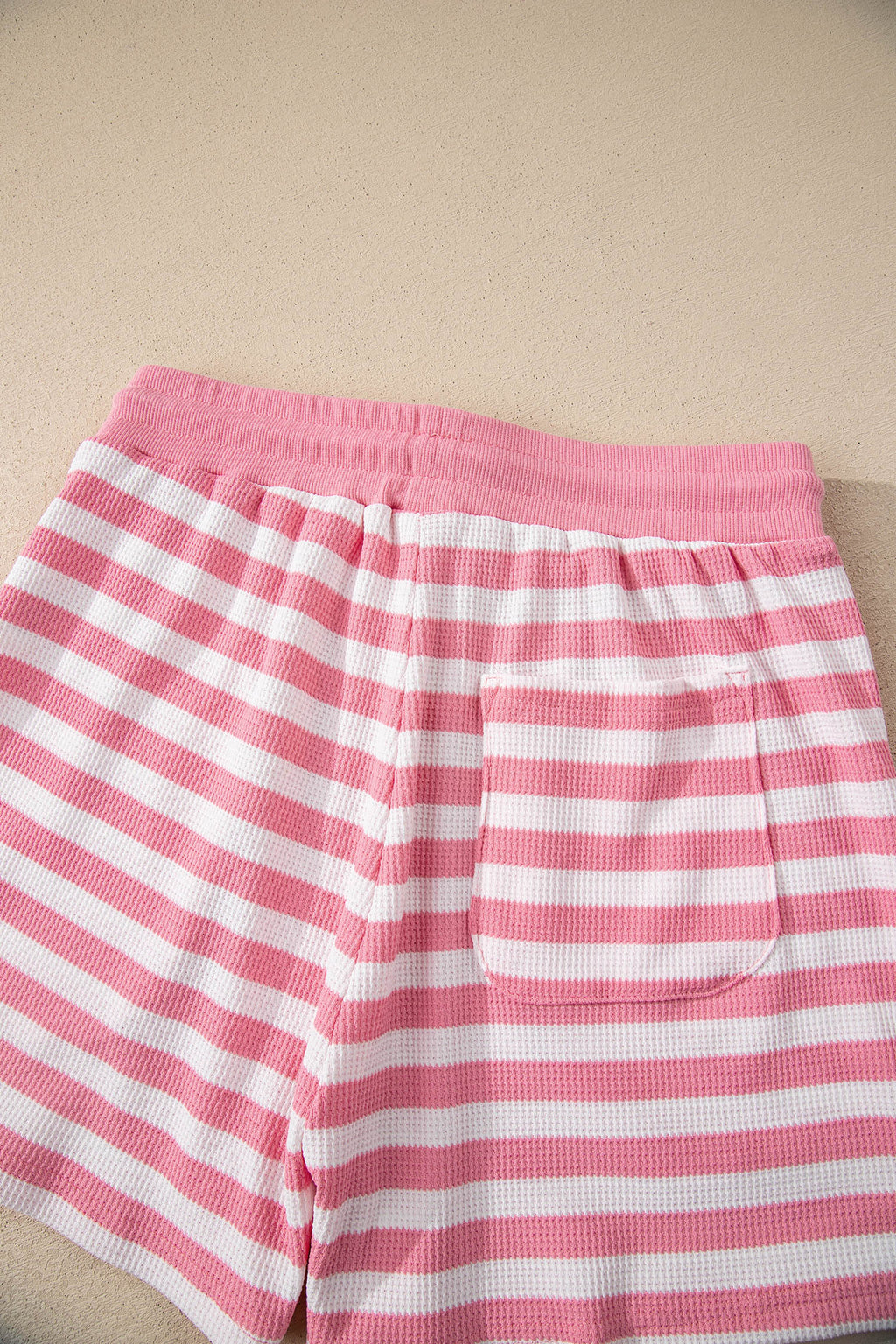 Red Stripe Puff Short Sleeve T Shirt Matching Shorts Set
