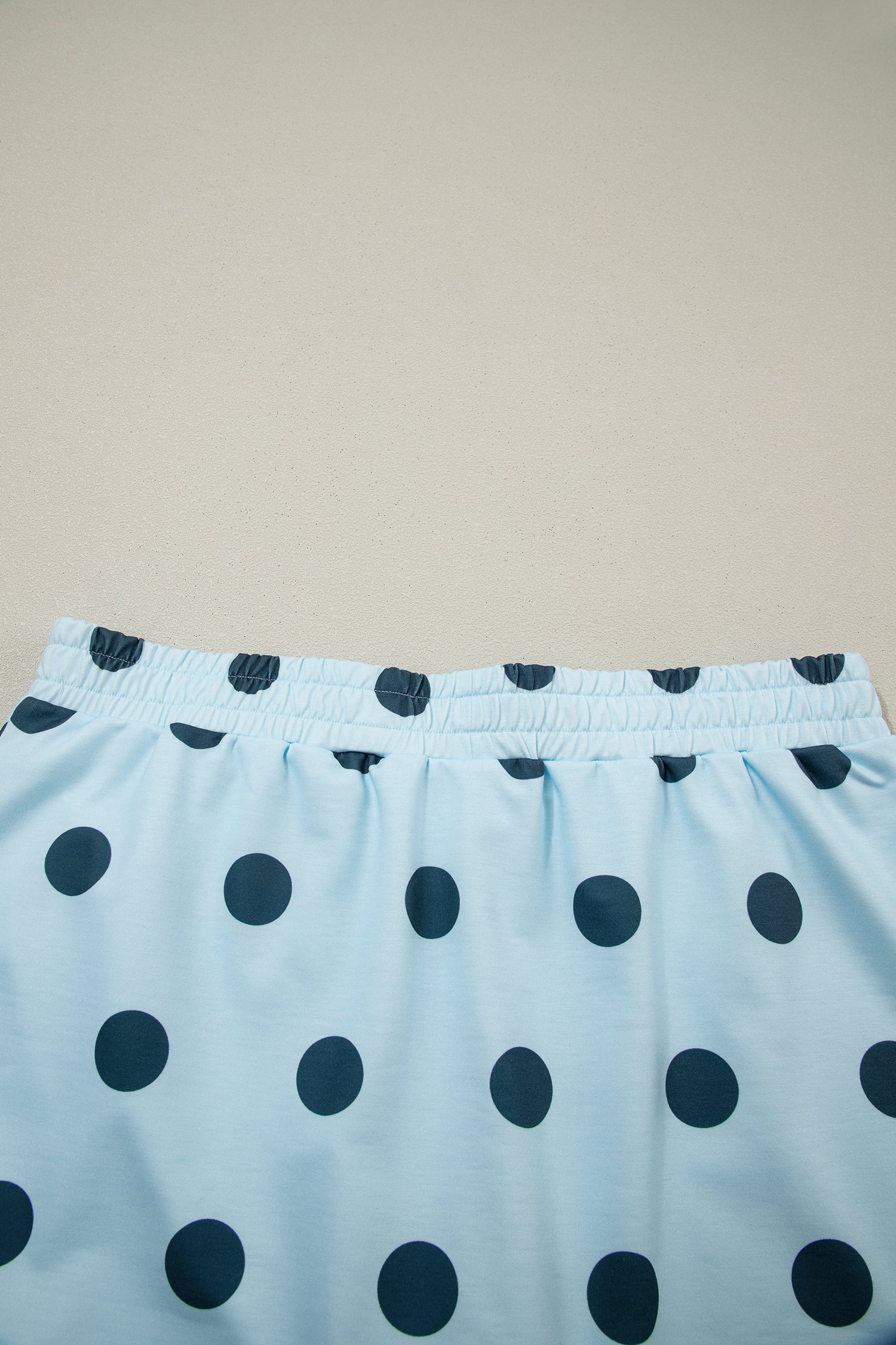 Pink Ribbed Trim Polka Dot Print Tank Split Mini Skort 2pcs Set