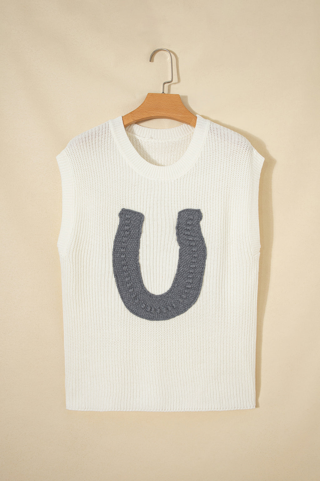 Turquoise Crochet Horseshoe Short Sleeve Knit Sweater
