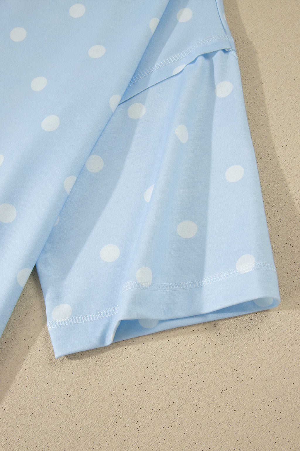 White Exposed Seam Detail Polka Dot Loose Tee Drawstring Shorts Set