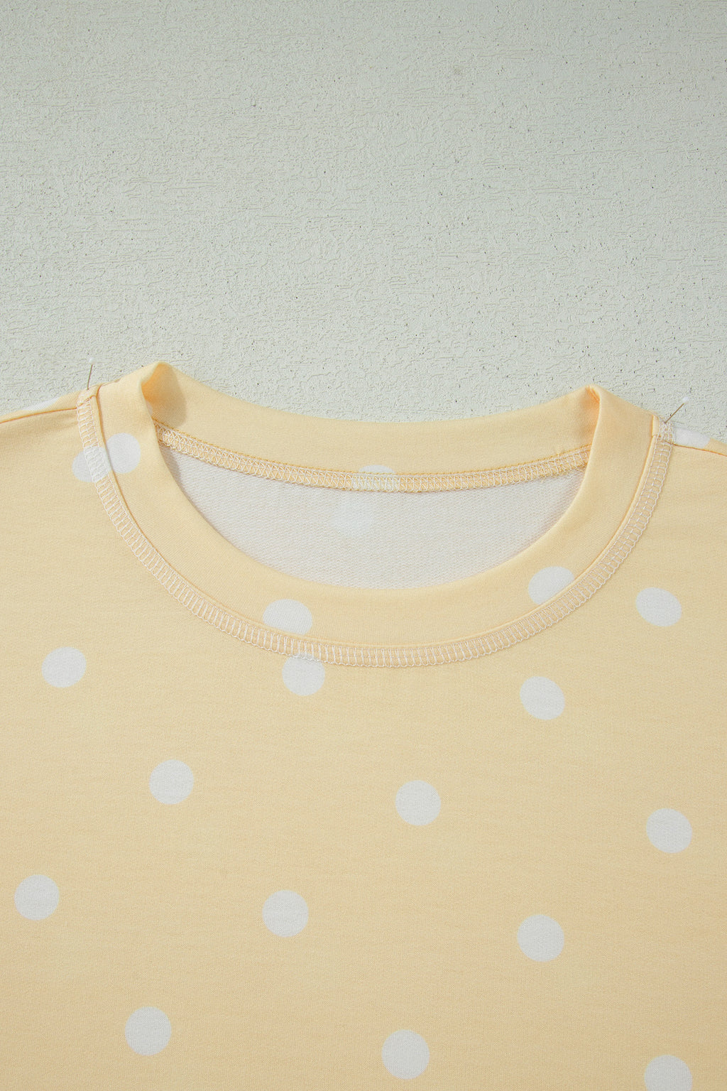 White Exposed Seam Detail Polka Dot Loose Tee Drawstring Shorts Set