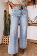 Beau Blue Rhinestone Embellished Ripped Ankle Jeans