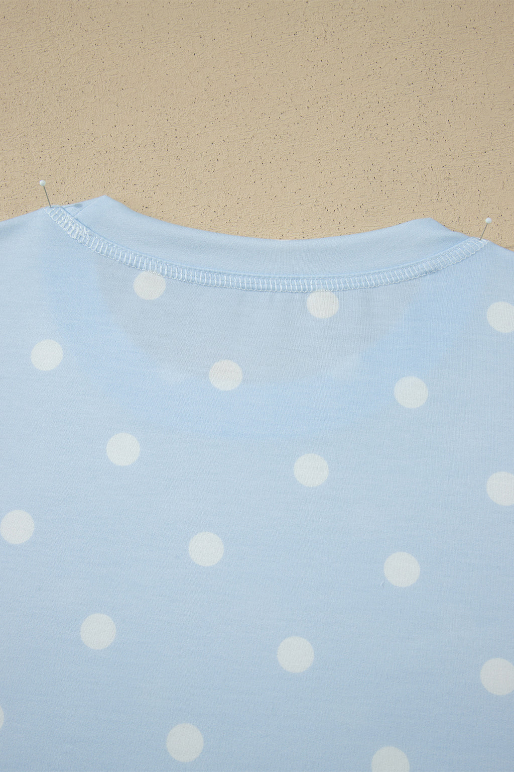White Exposed Seam Detail Polka Dot Loose Tee Drawstring Shorts Set