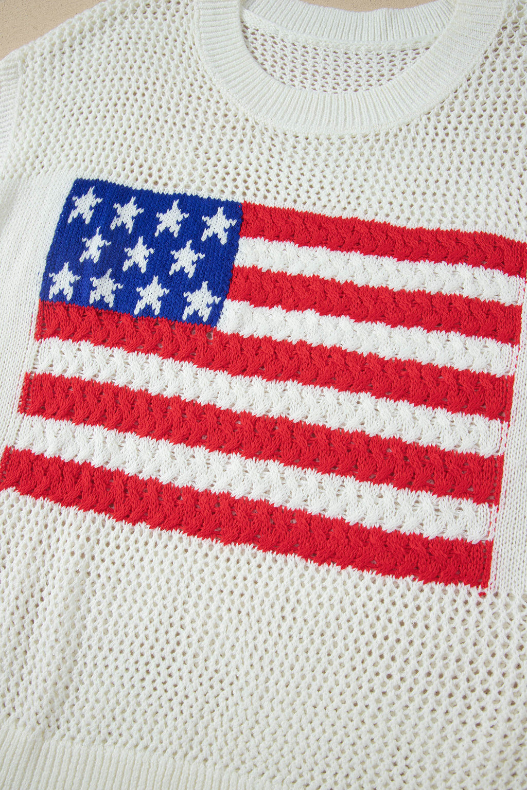 Sky Blue Flag Graphic Short Sleeve Sweater Top
