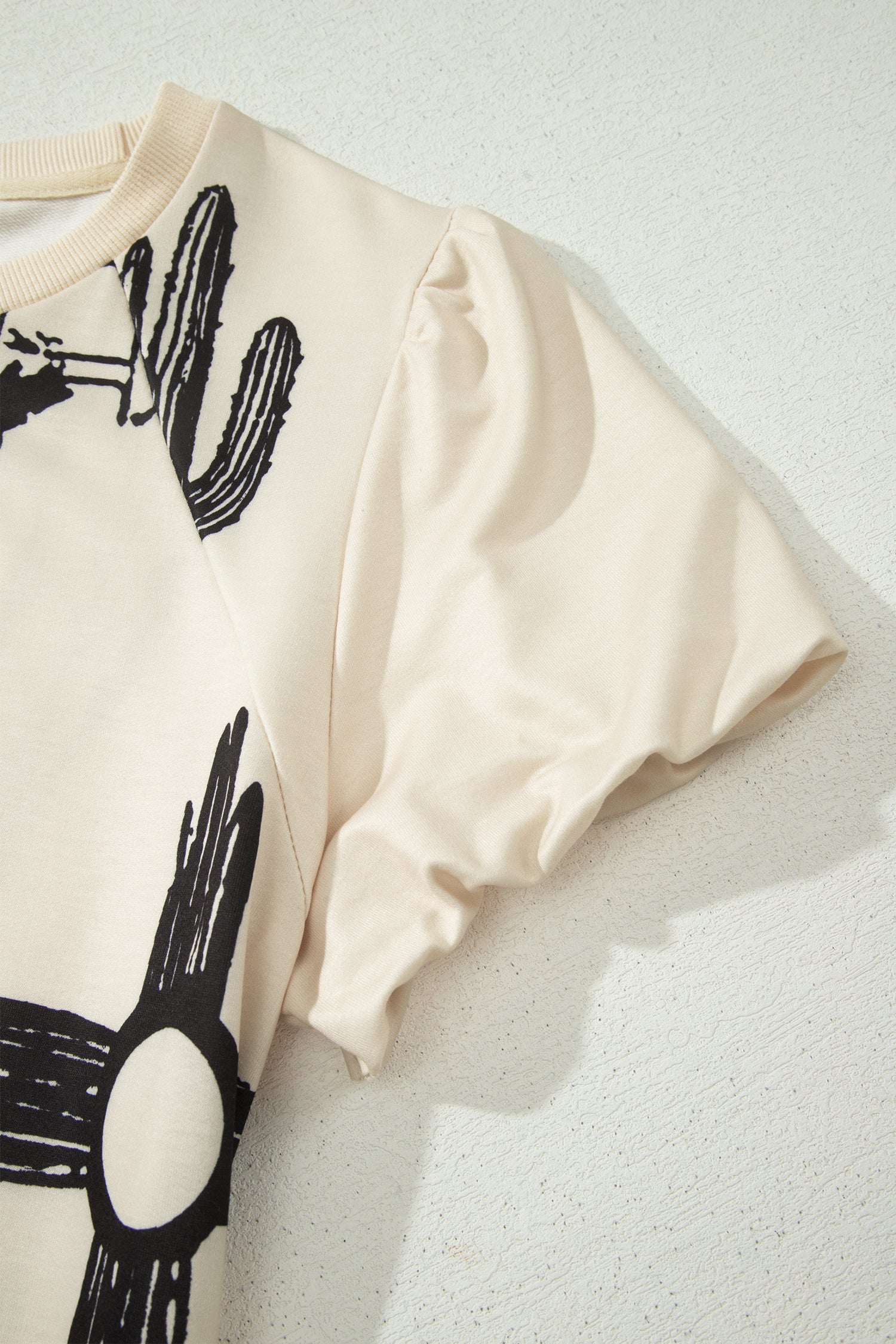 Beige Retro Western Print T Shirt