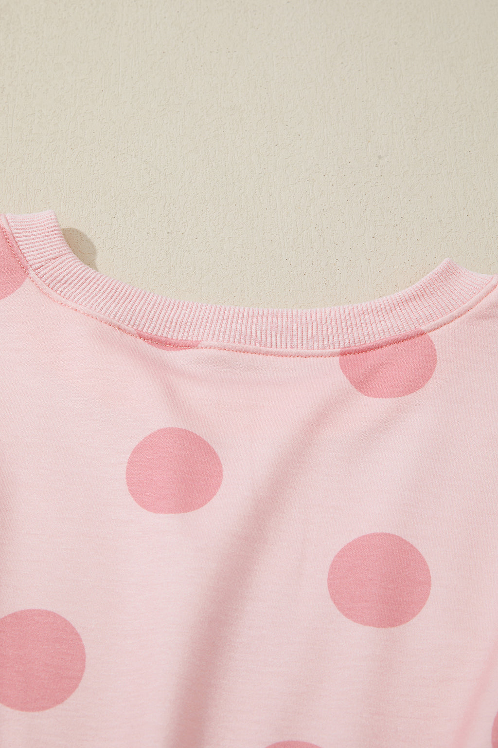 Pink Polka Dot Printed Long Sleeve Flared Mini Dress