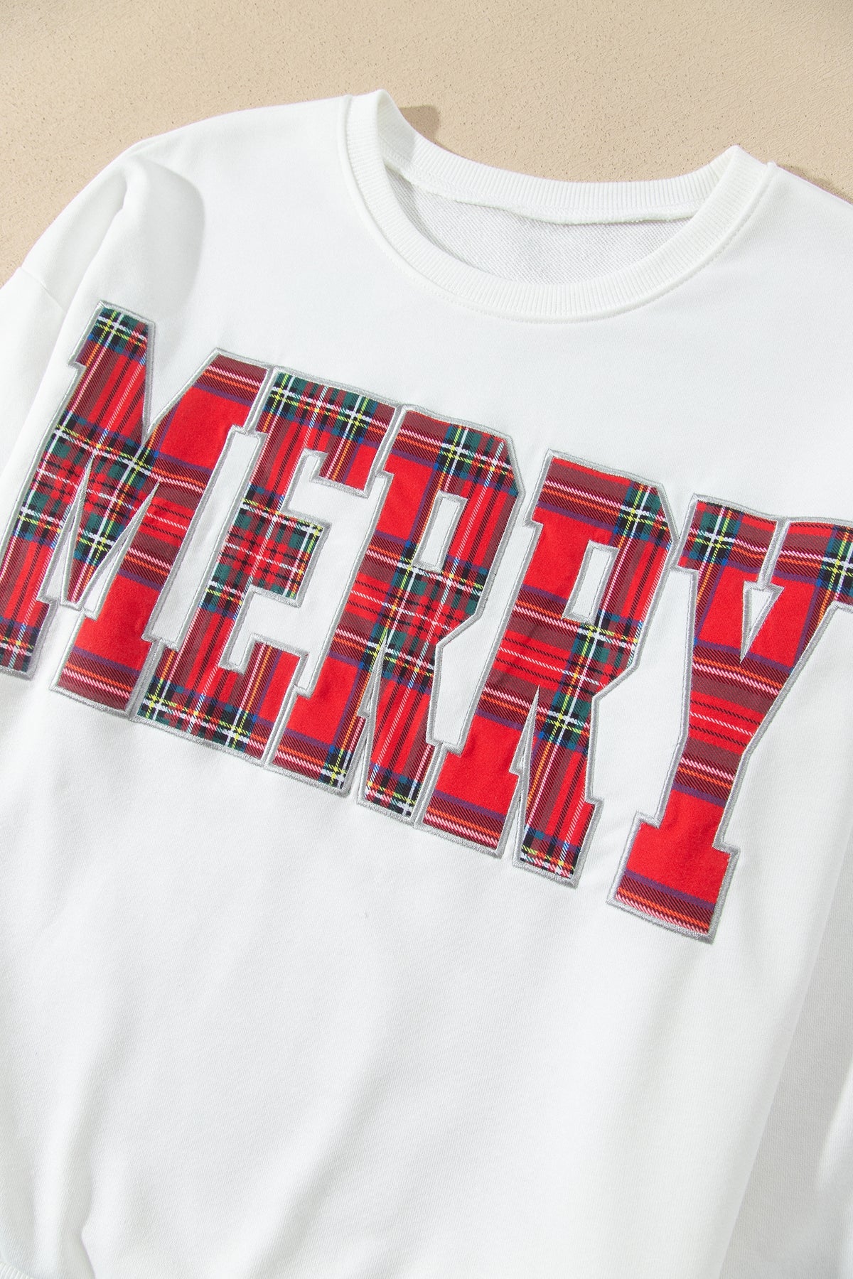 MERRY Graphic Sweatshirt and Plaid Shorts Set