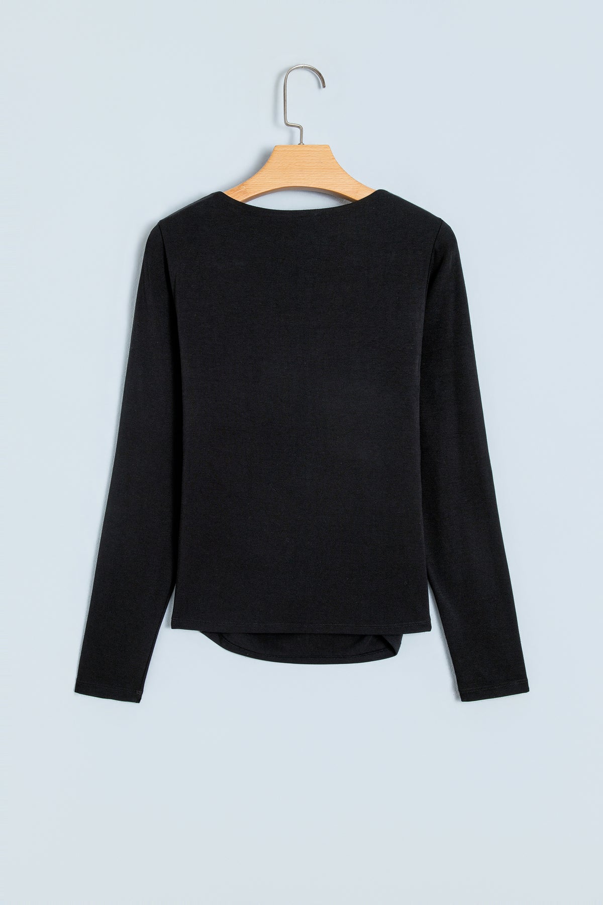 Slim-Fit V-Neck Long-Sleeve Top with Built-In Bra