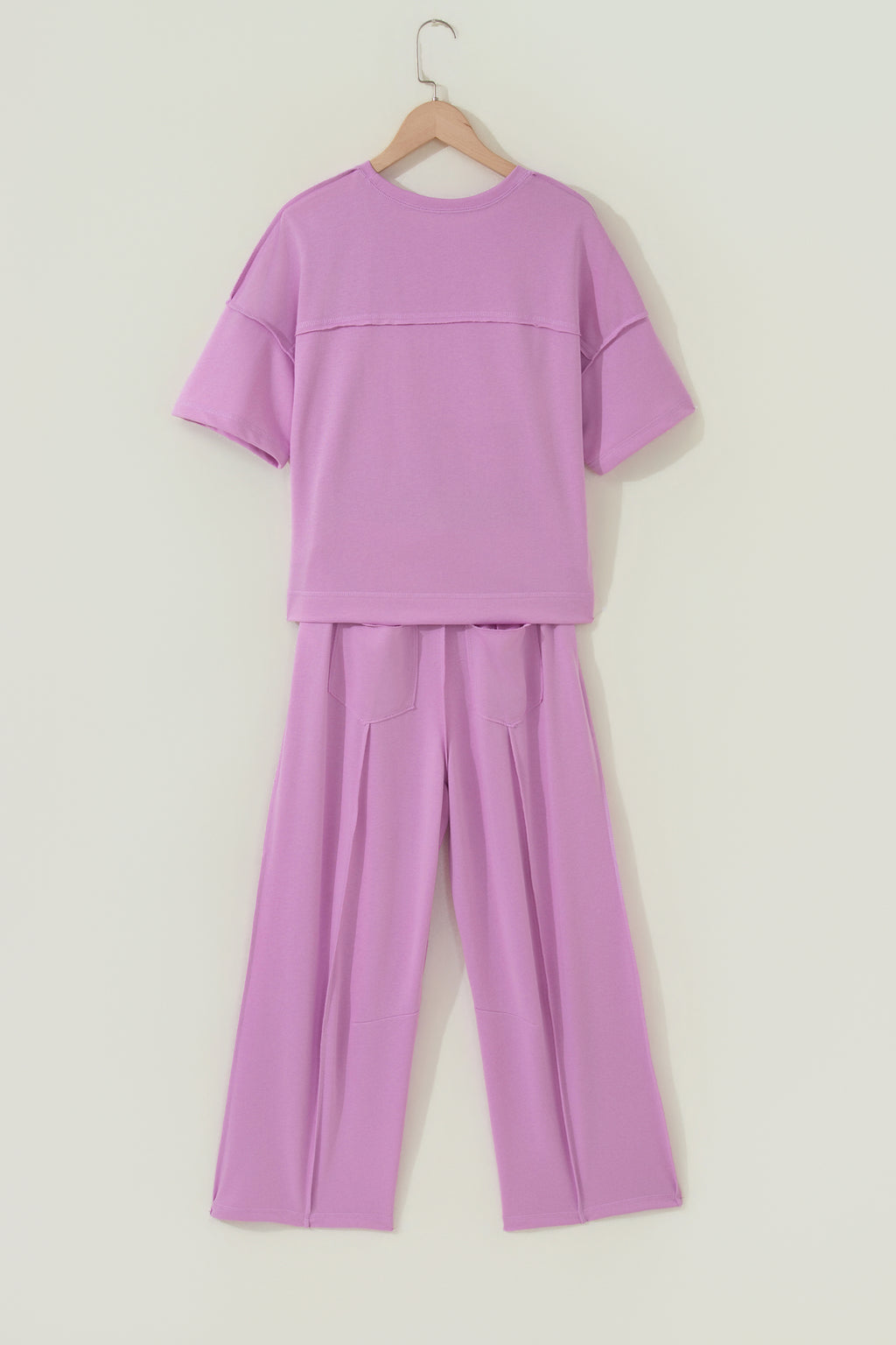 Rose Red Drop Shoulder Boxy Tee and Barrel Pants Set