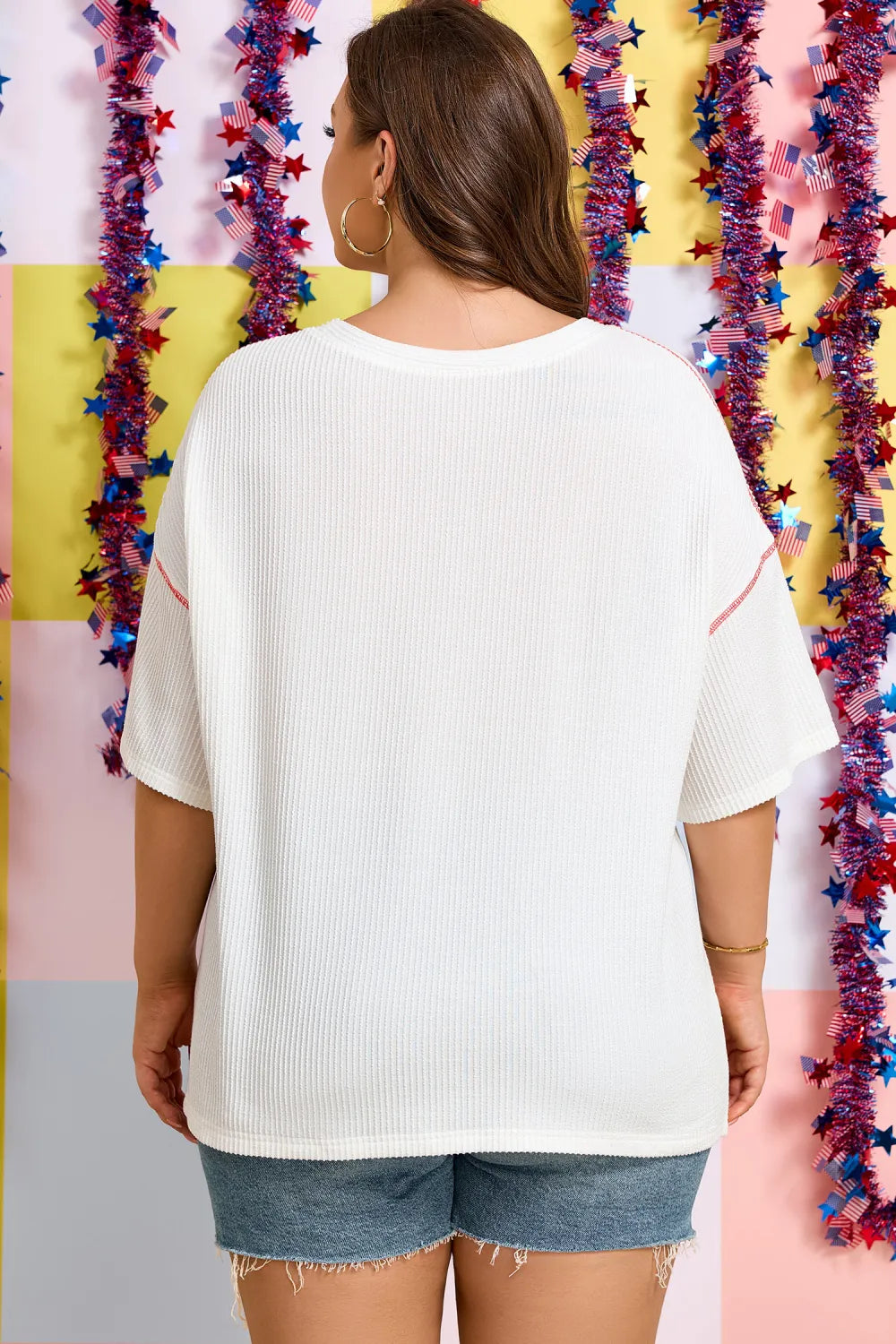 USA Summer Days Plus Size Ribbed Tee