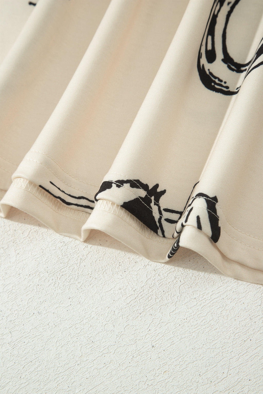 Beige Retro Western Print T Shirt