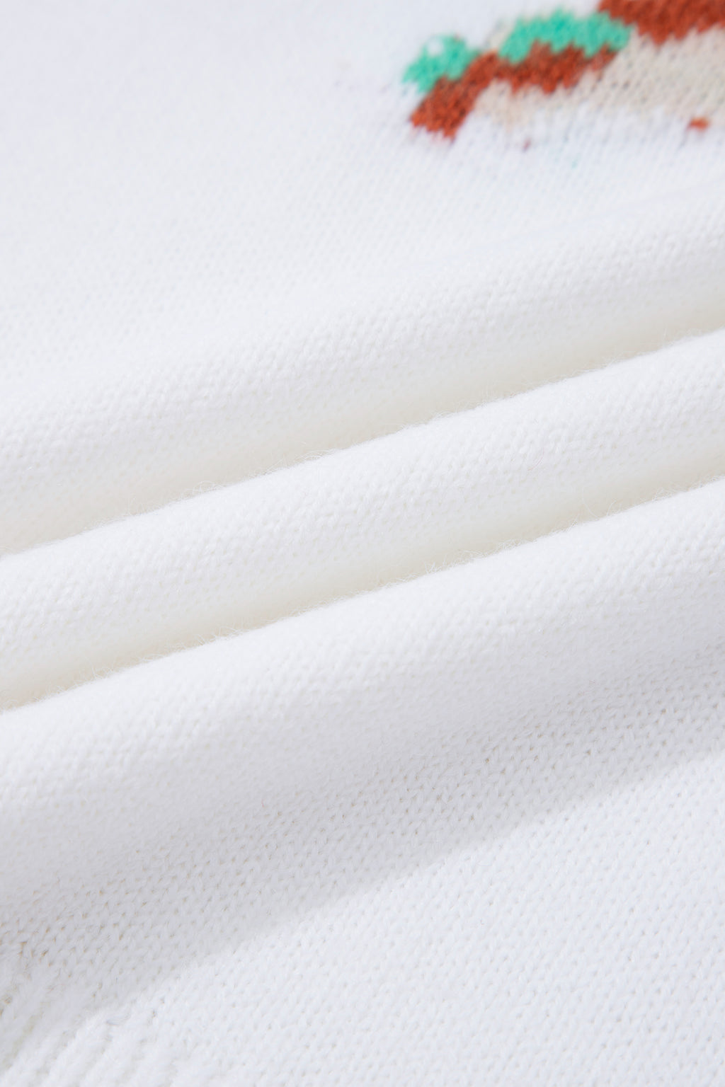 White Drop Shoulder Round Neck Long Sleeve Pullover Sweater
